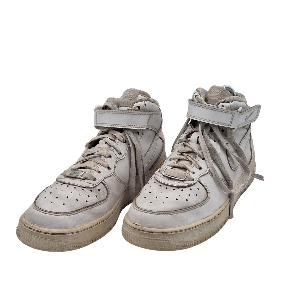 Nike Air Force 1 Mid Shoes Youth Size 6.5Y White Leather Sneakers 314195-113
